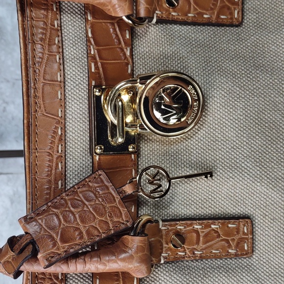 Michael Kors Canvas/Leather "Hamilton" Satchel Bag - Picture 7 of 16